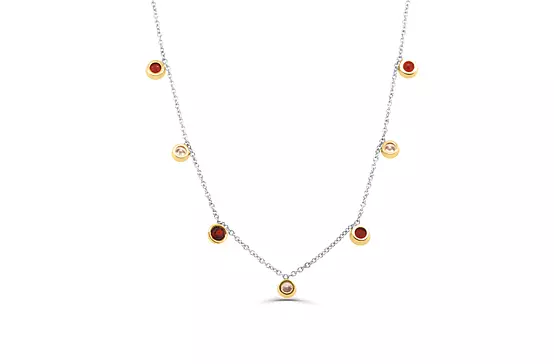 Garnets and Diamonds Station Necklace