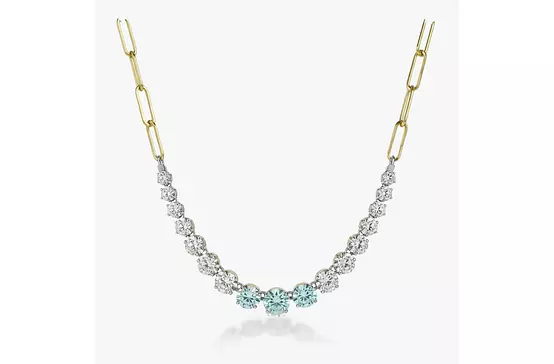 Blue and White Graduated Eco Diamonds Paperclip Necklace
