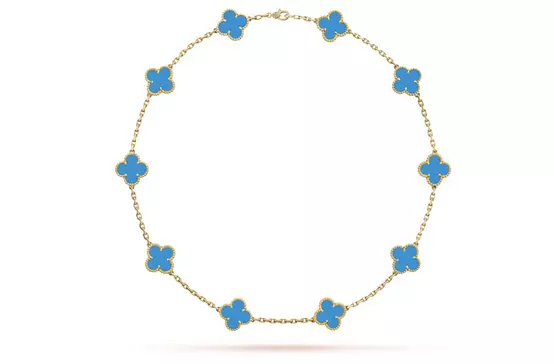 Van Cleef & Arpels Blue Agate Alhambra Necklace