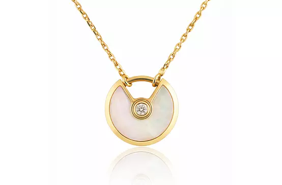 White Mother of Pearl and Diamond Cartier Amulette Necklace