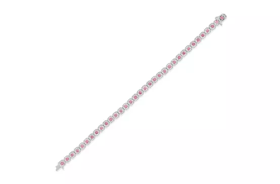 Pink Diamonds Cushion Milgrain Tennis Bracelet
