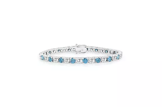 Royal Blue and White Eco Diamonds Tennis Bracelet