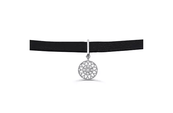 Diamond and Leather Choker