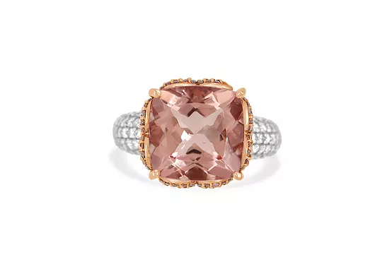 Pink Morganite Cocktail Ring in Two Tone Gold