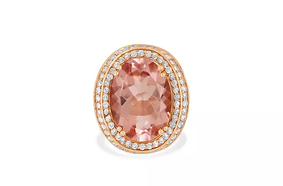 Pink Morganite and Diamonds Cocktail Ring