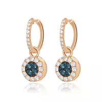 Reversible Blue and Chocolate Diamonds Drop Earrings