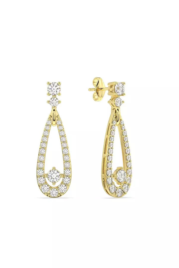 Teardrop Shape Eco Diamonds Drop Earrings