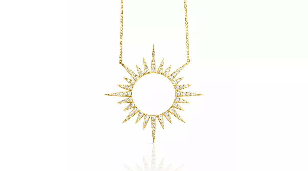 Sunburst Circle Diamond Necklace