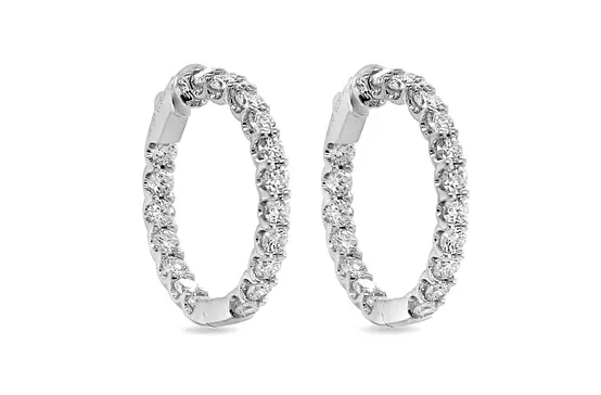 Eco Diamonds Hoop Earrings Two Sided