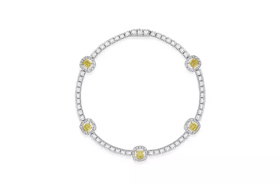 Fancy Yellow and White Diamonds Tennis Bracelet