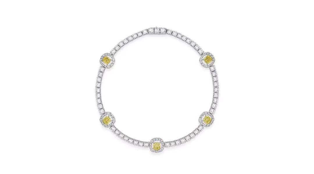 Fancy Yellow and White Diamonds Tennis Bracelet