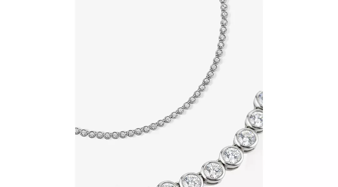 Lucienne Bezel Set Round Eco Diamonds Tennis Necklace 10 Carats