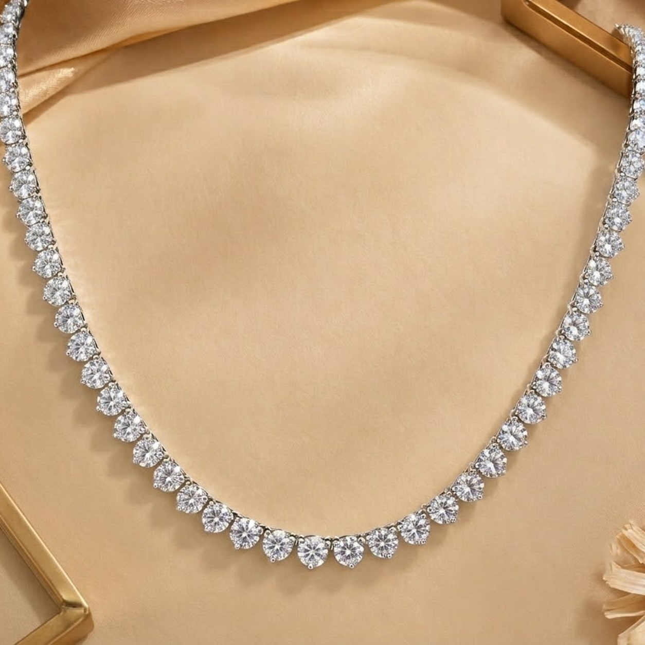 Round Eco Diamonds Straight Tennis Necklace 19 carats