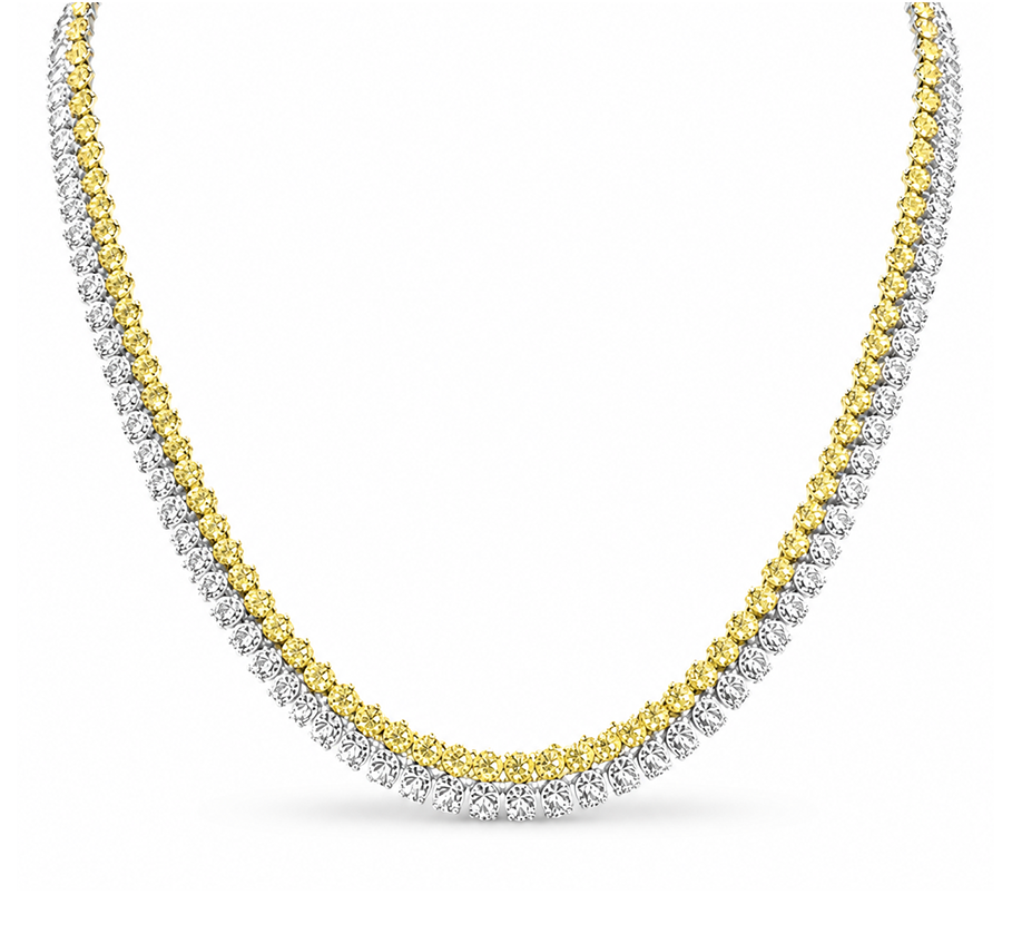 Fancy Yellow Eco Diamonds Double Tennis Necklace