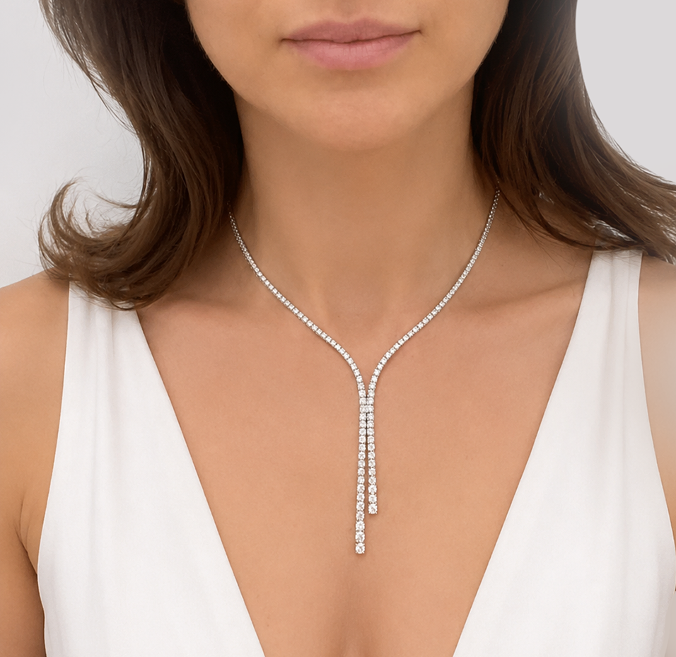 Zipper Lariat Eco Diamonds Y Shaped Necklace