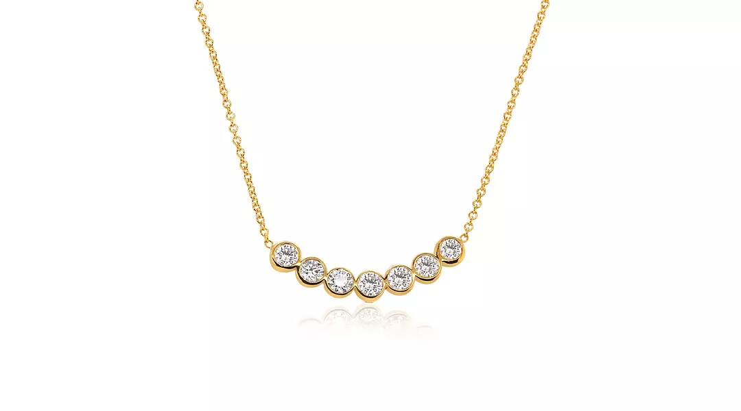 Chevron Smiles Diamond Bezel Necklace