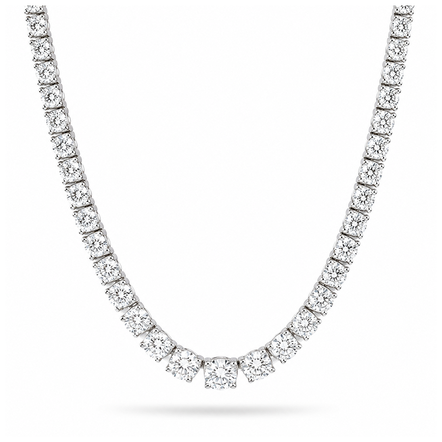 15 carats Graduated Eco Diamonds Tennis Necklace