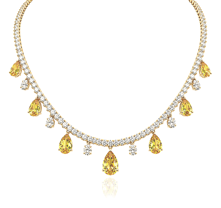 Canari Royal Oval and Pear Drop Diamond Necklace