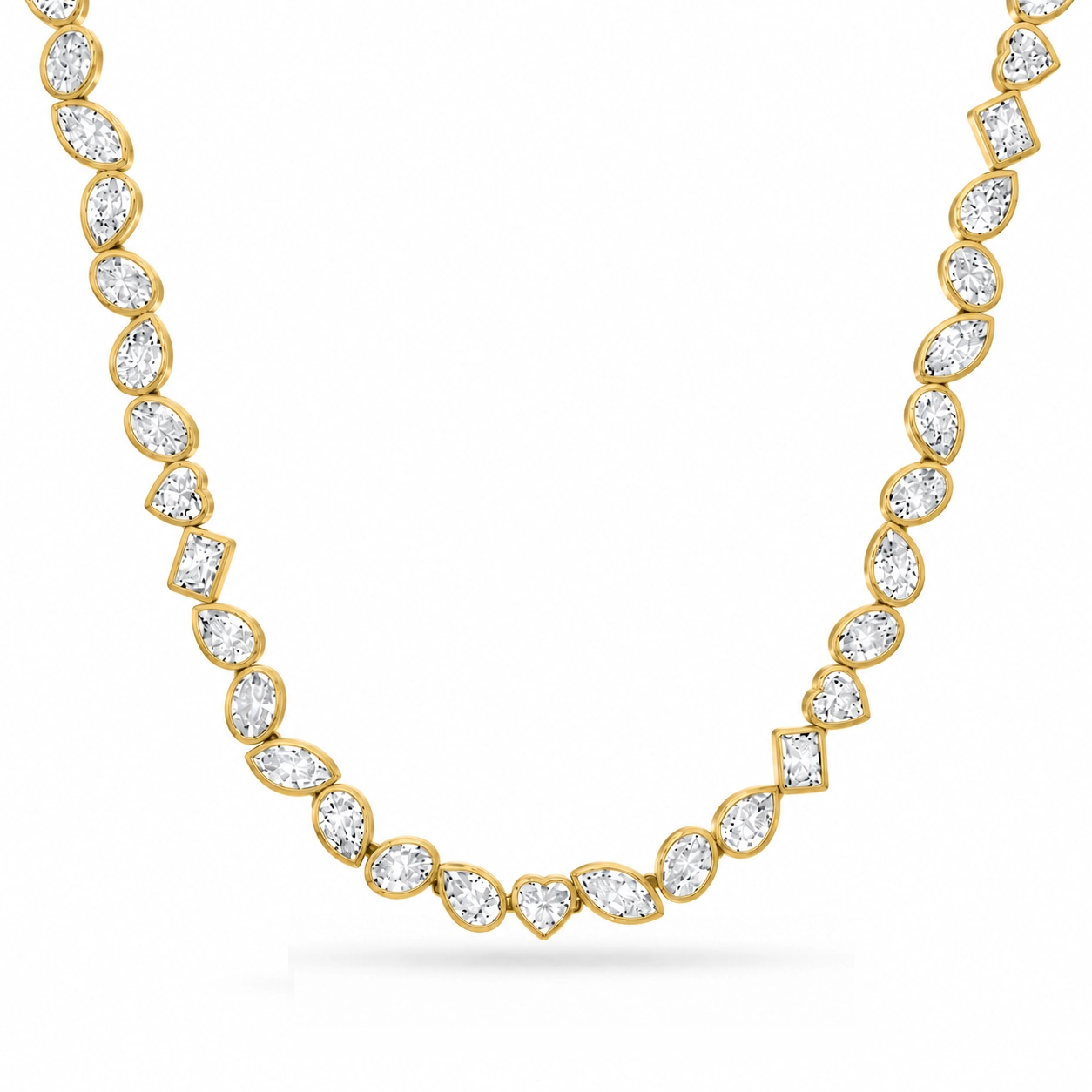 Tessera Multi Shape Eco Diamonds Bezel Tennis Necklace