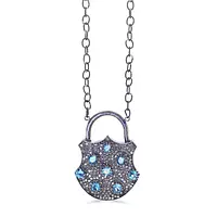 Padlock Blue Topaz and Diamonds Necklace