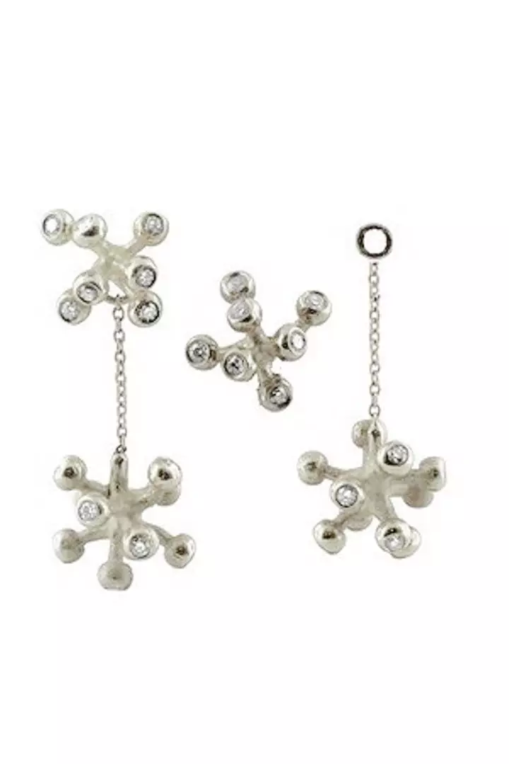 Silver Fireworks Diamonds Drop Earrings
