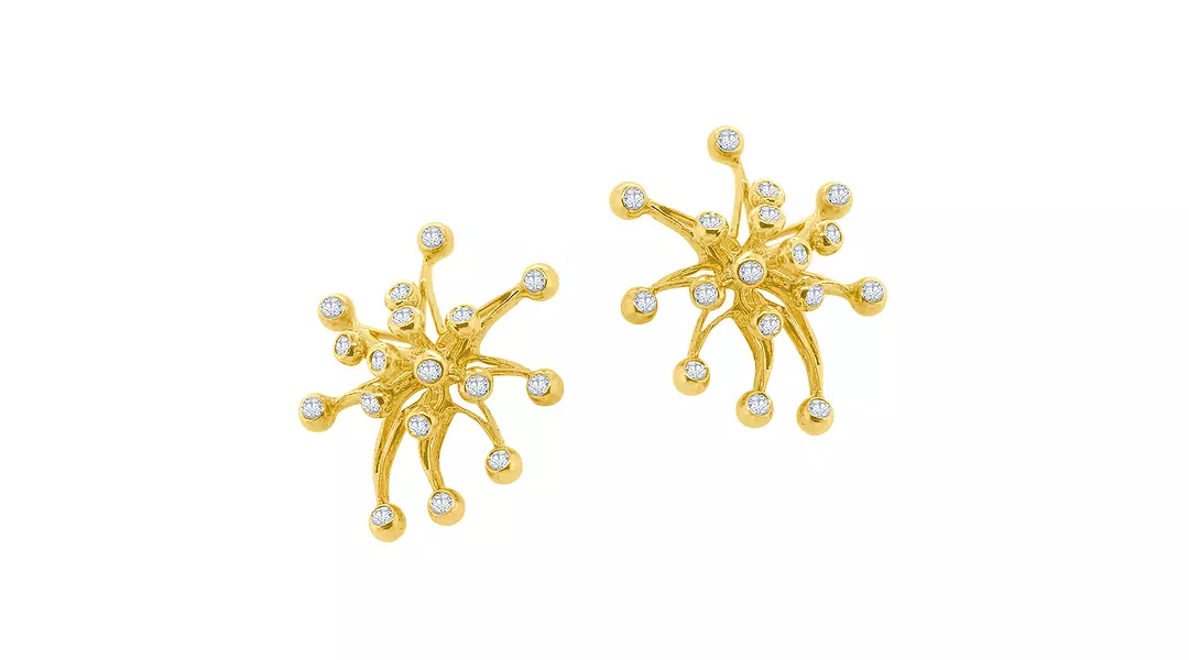 Celebration Fireworks Yellow Gold and Diamond Earrings