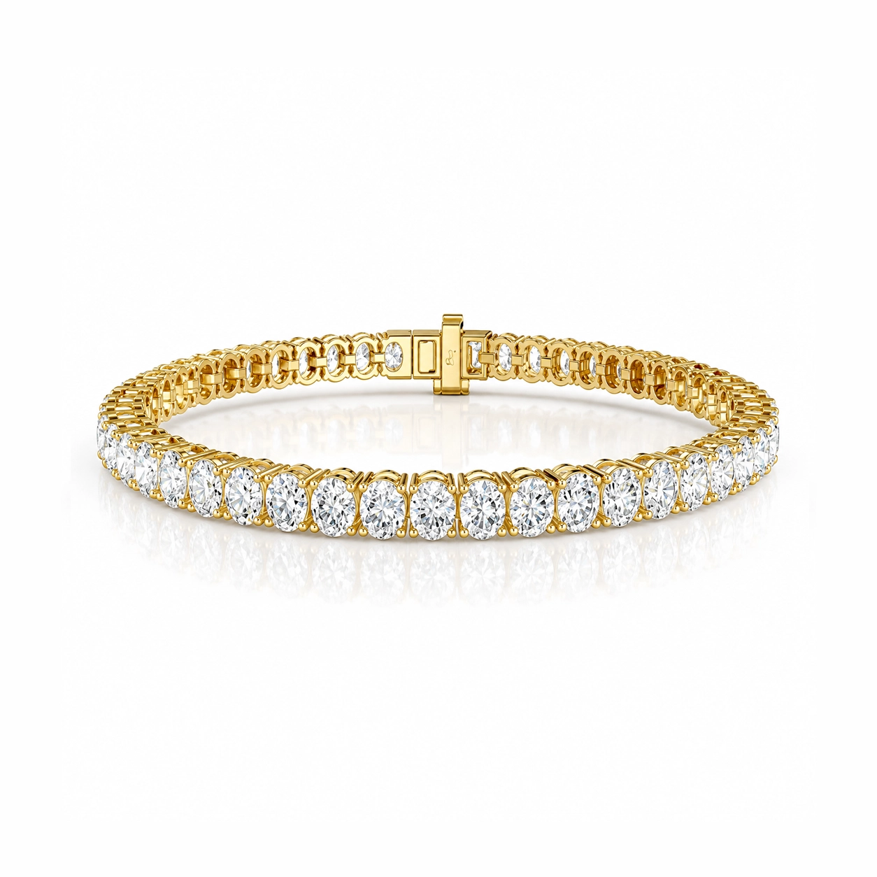 Kaleidoscope Oval Diamond Tennis Bracelet in YELLOW GOLD