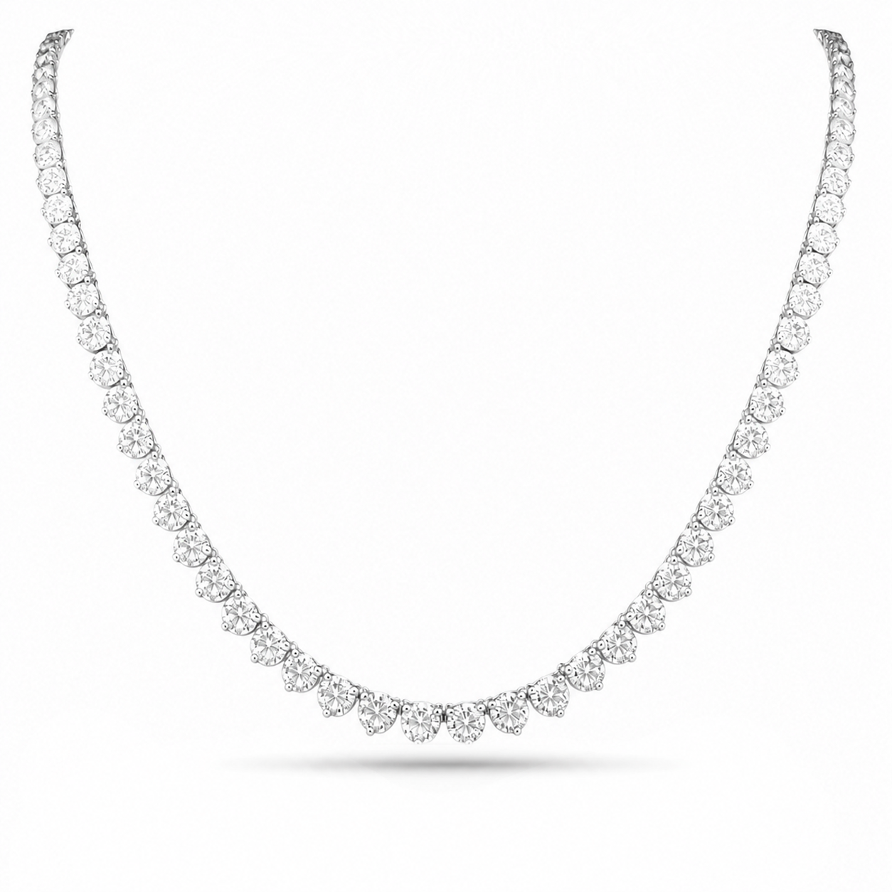Round Eco Diamonds Straight Tennis Necklace 19 carats