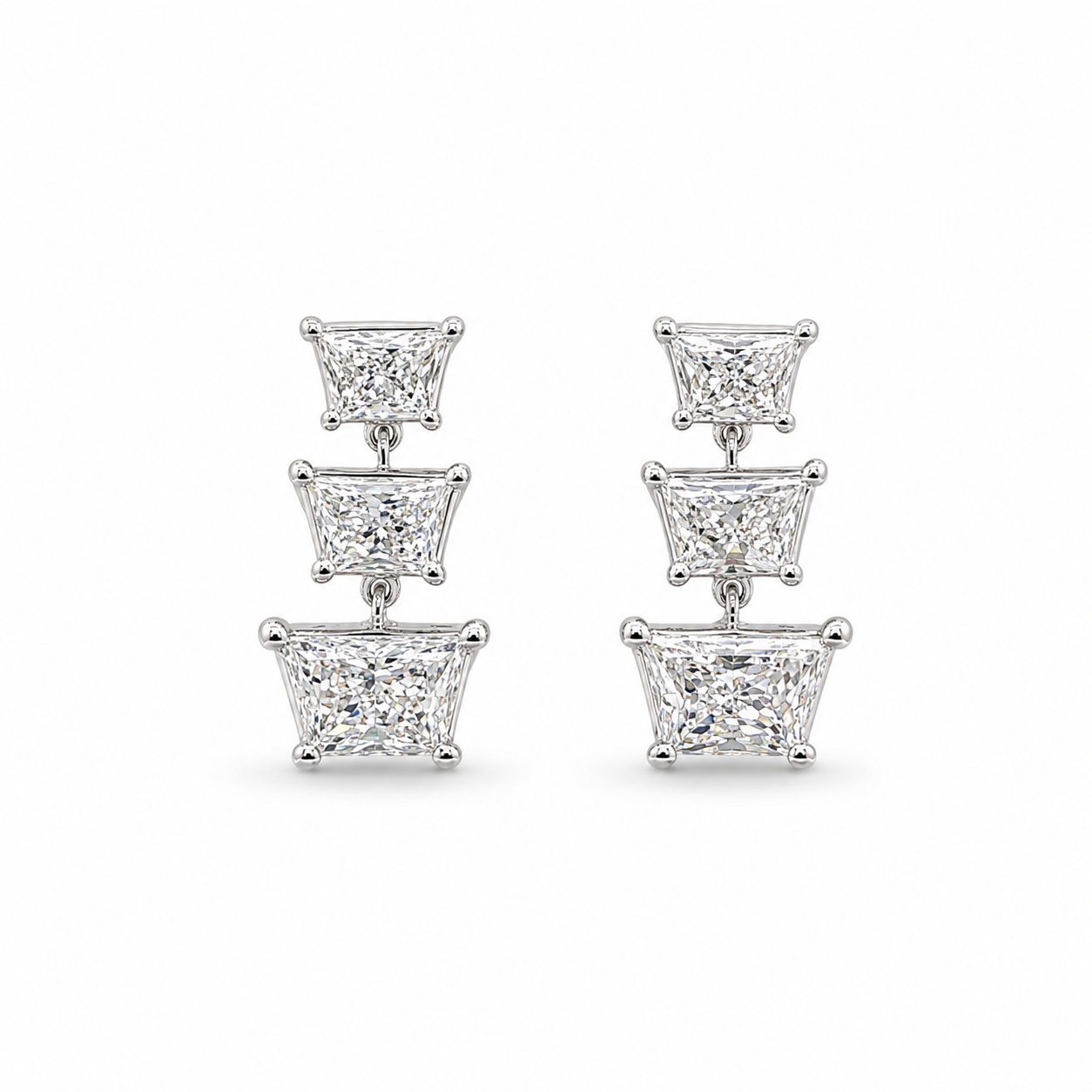 Fancy Trapezoid Shaped Eco Diamonds Earrings