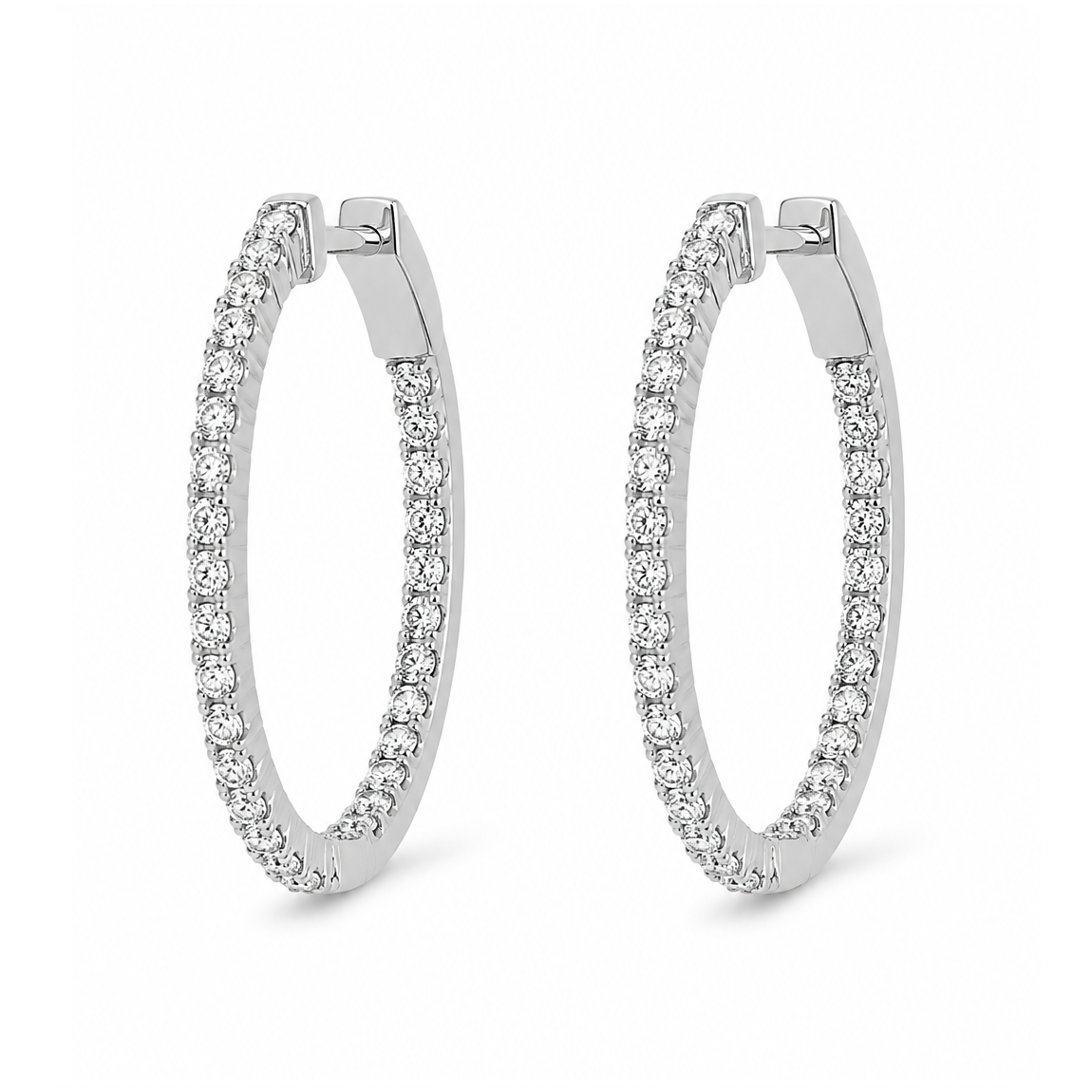 Eco Diamonds Large Slim Hoop Earrings