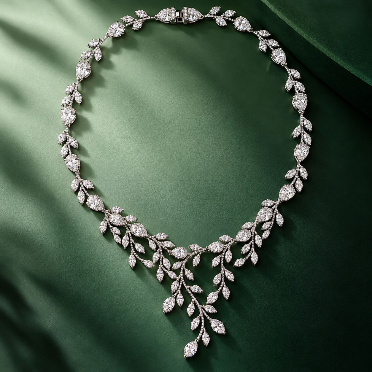 Fiona Diamond Vine Lariat Necklace with Marquise Cut Diamonds