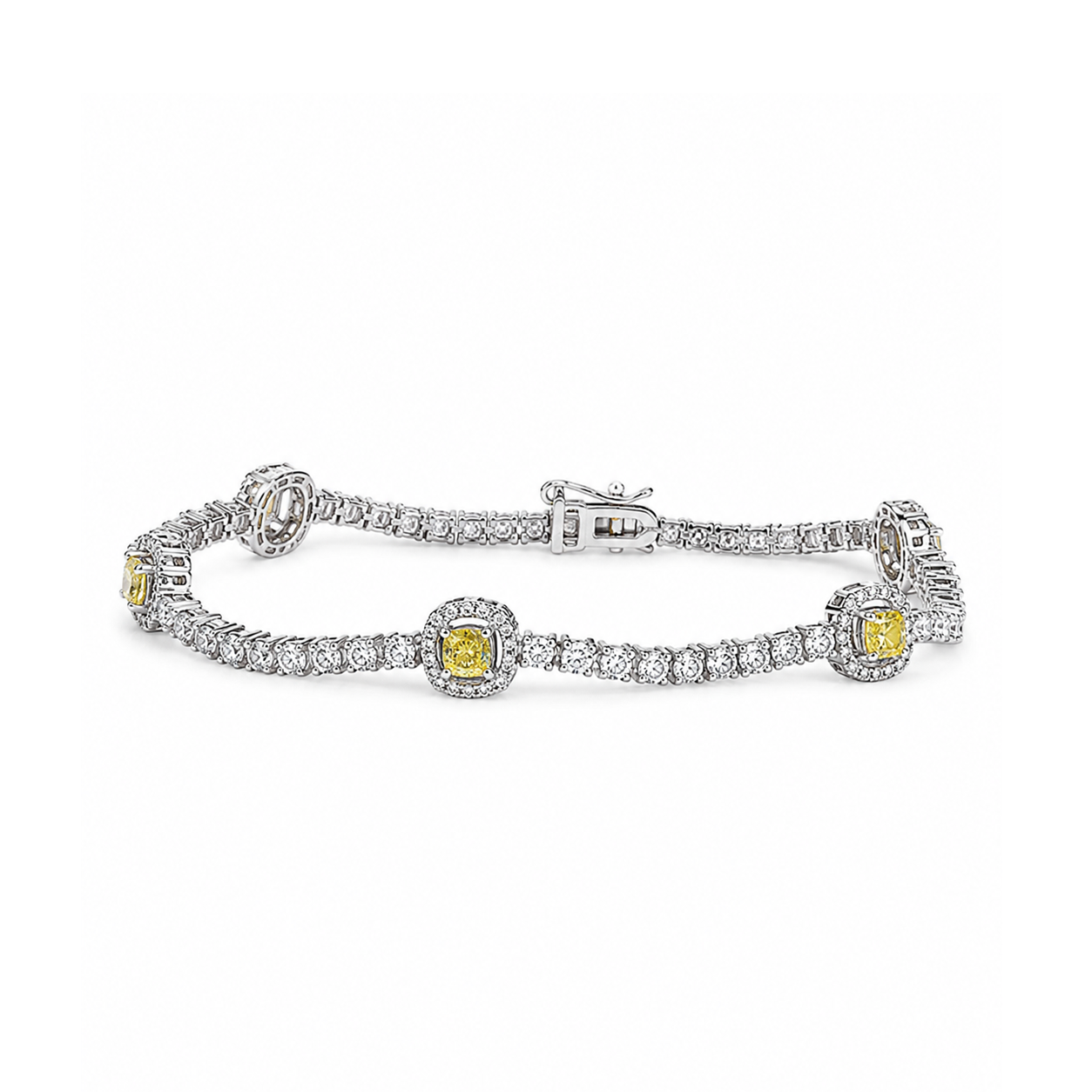 Fancy Yellow and White Diamonds Tennis Bracelet