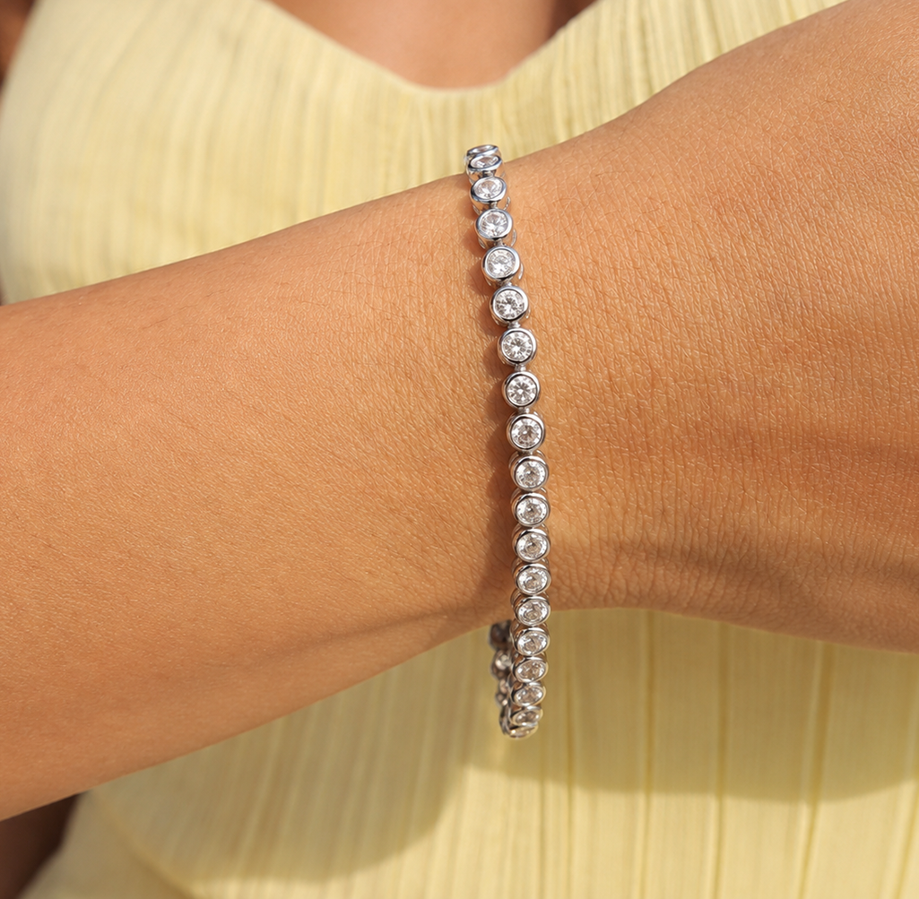 Round Diamond Bezel Tennis Bracelet