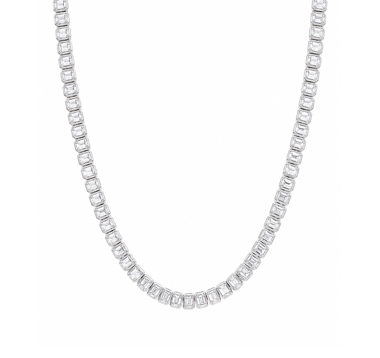 Kensington Emerald Shaped Bezel Eco Diamonds Tennis Necklace