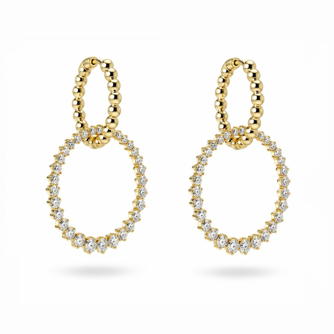 Caviar Eco Diamonds Hoop Drop Earrings