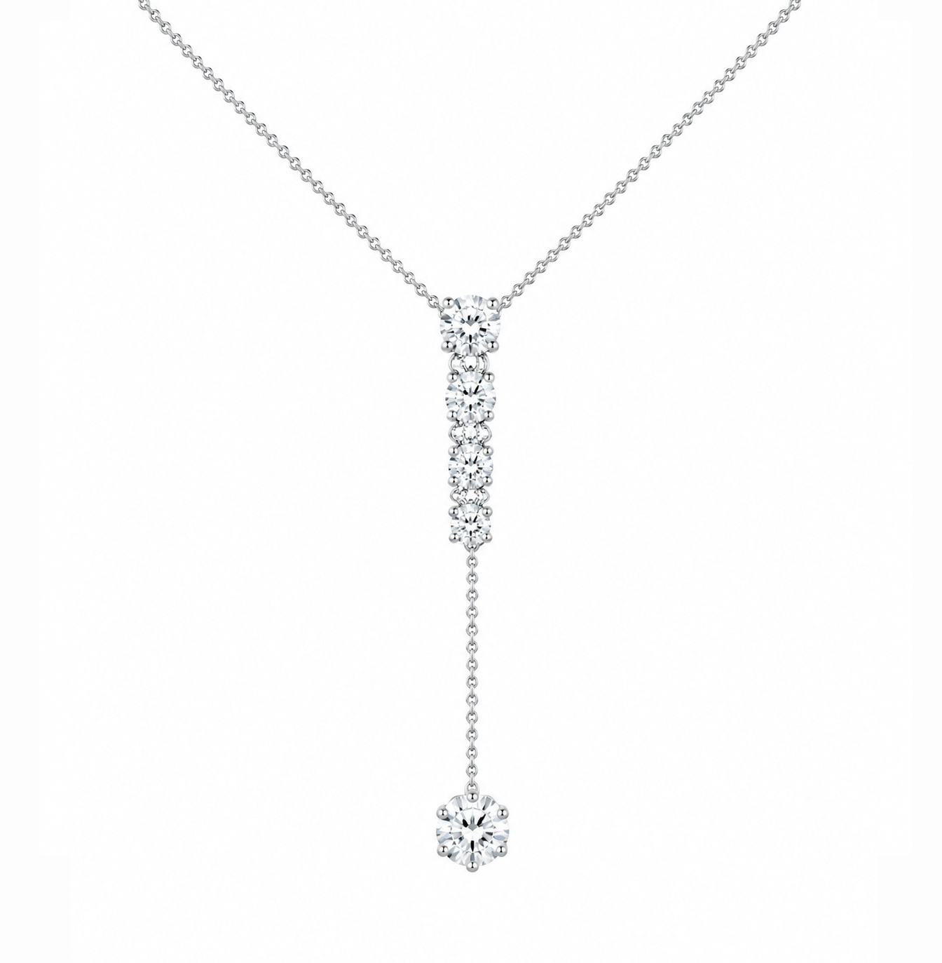 Luxor Diamond Drop Lariat Necklace with Floating Diamond Pendant