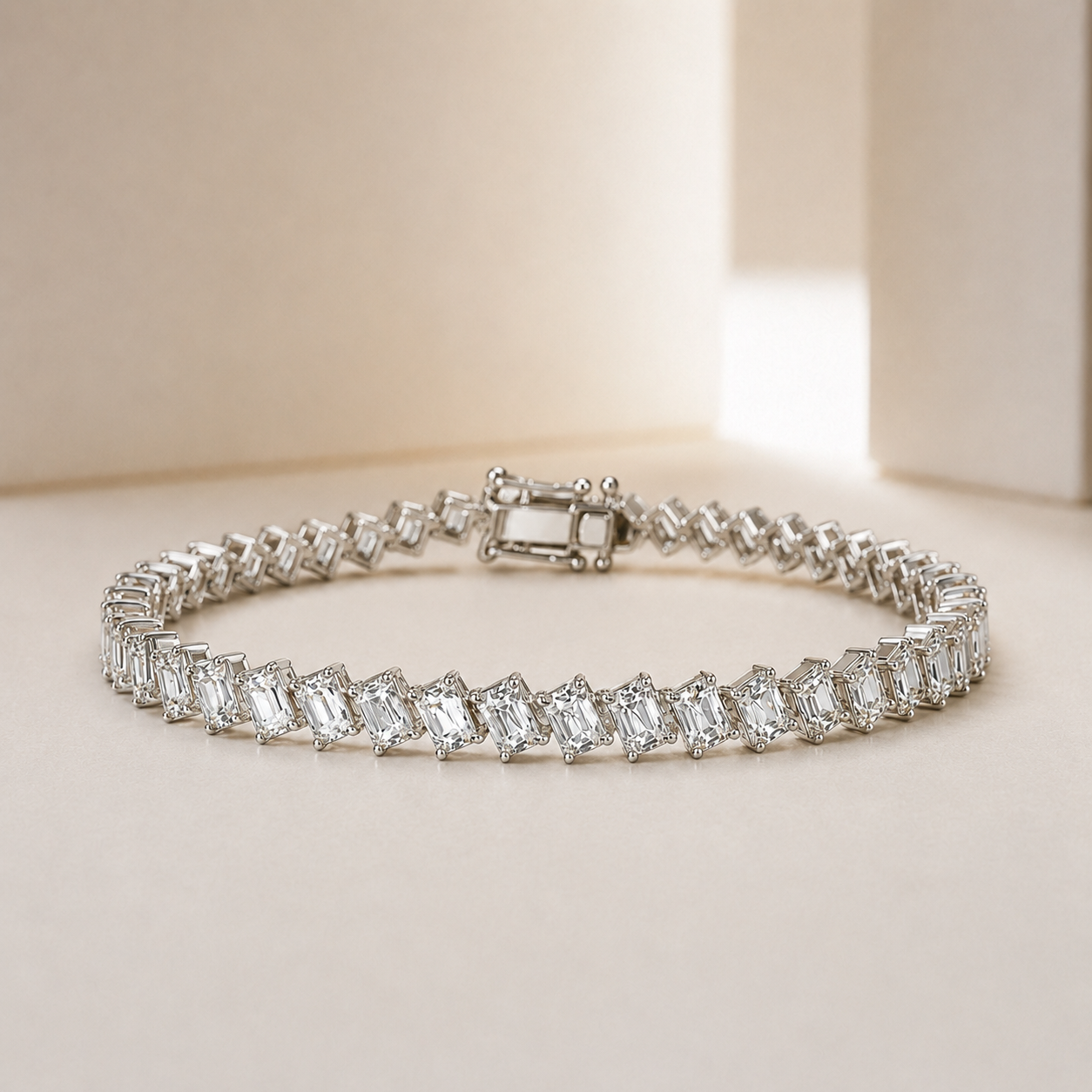 Emerald Sideways Eco Diamonds Tennis Bracelet