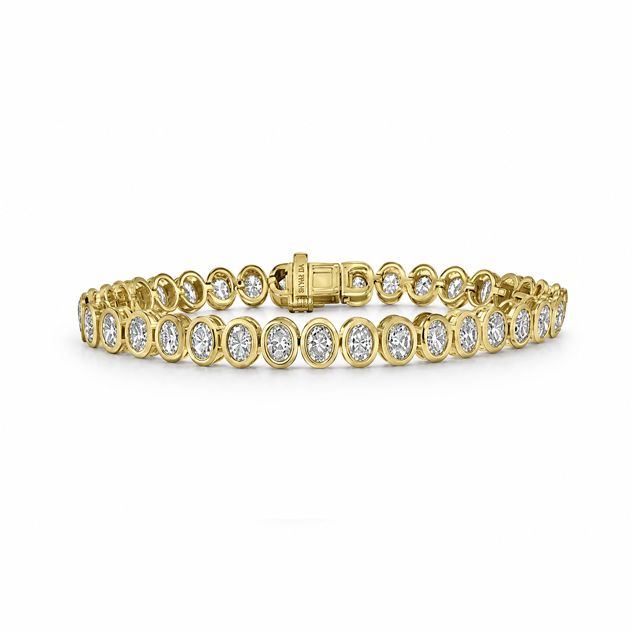 Oval Shaped Bezel Set Eco Diamonds Tennis Bracelet