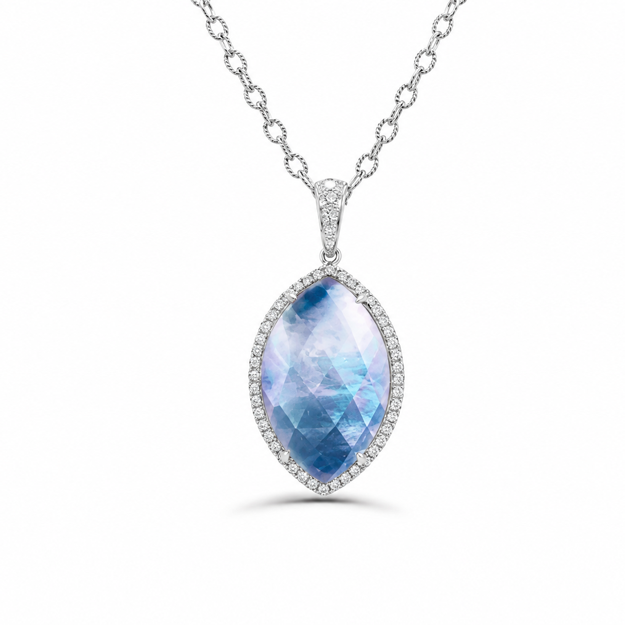 Doves Moonlit Lapis Marquise Pendant