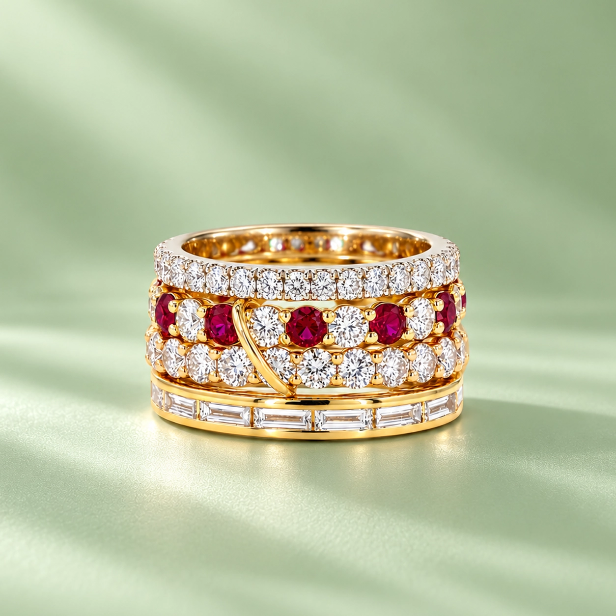 Ruby and Diamond Mixed Rings
