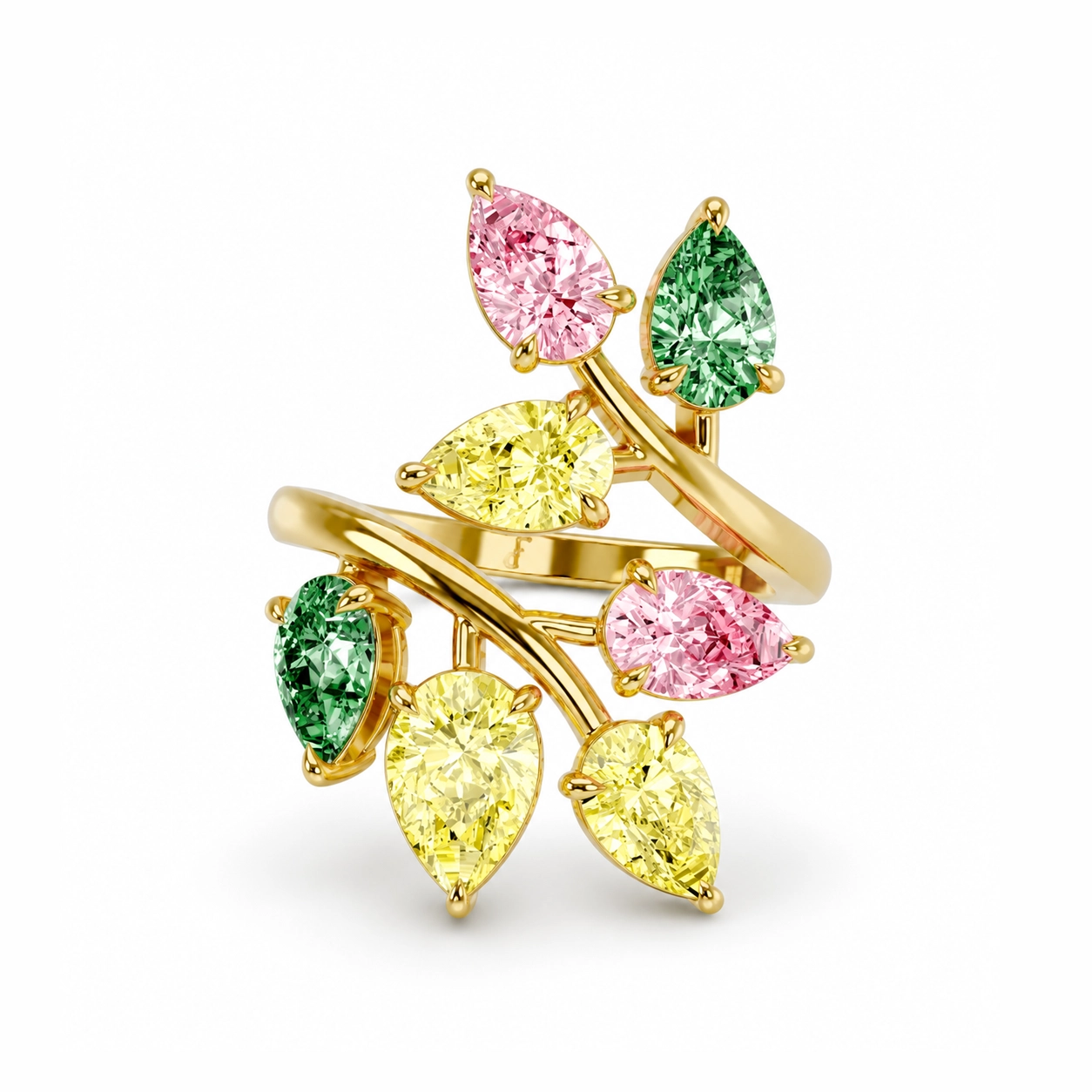 Sheik Multicolor Pear Shaped Diamonds Cocktail Ring
