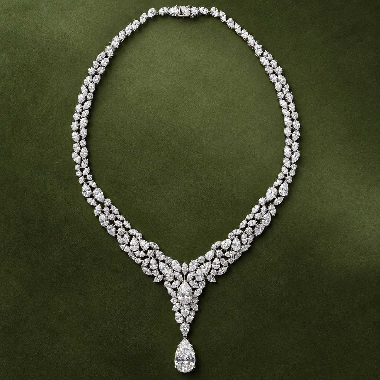 Pear-Shaped Diamond Statement Necklace with Drop Pendant