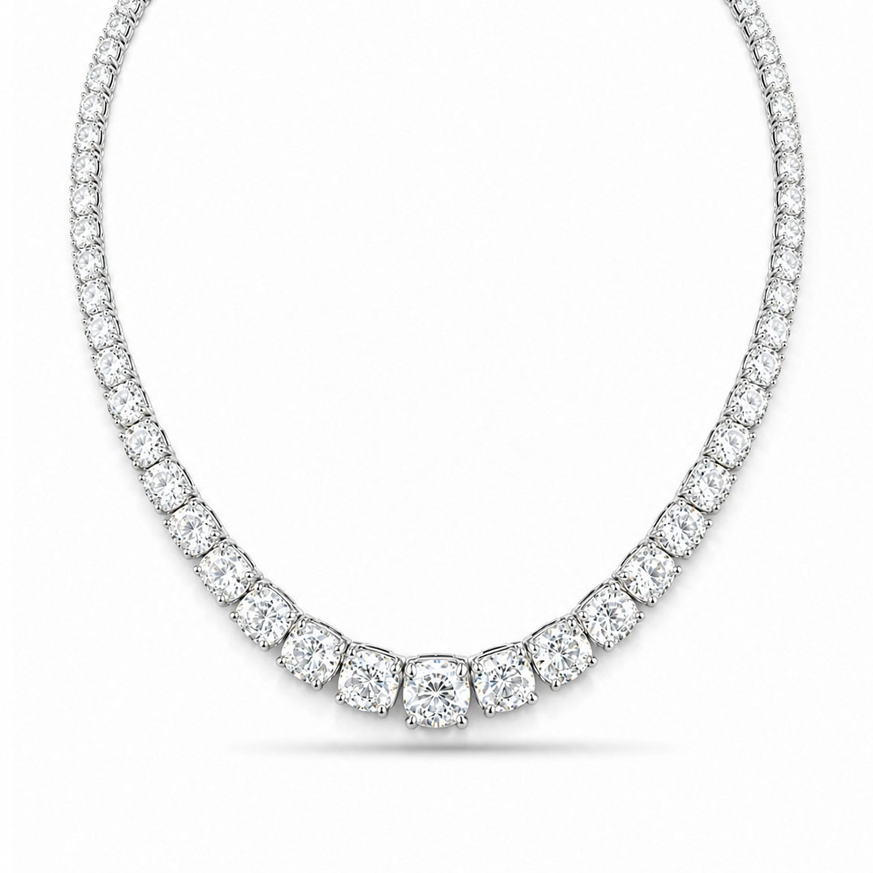 28 carats Majestic Riviera Round Eco Diamond Necklace 4 Prong