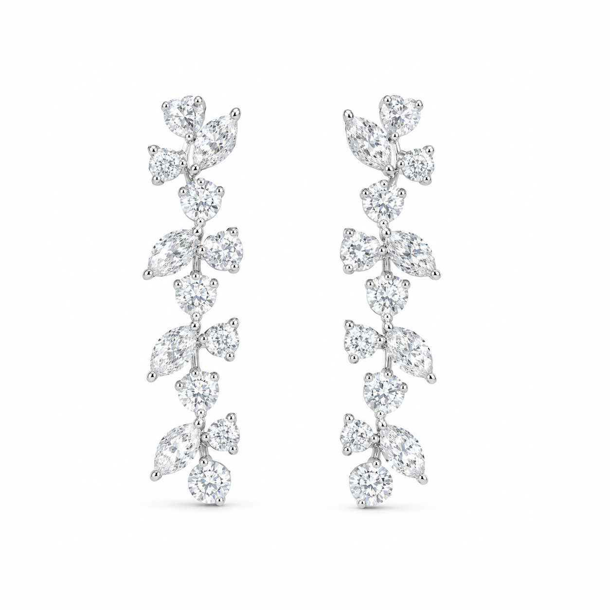 Lydia Cascading Diamond Vine Statement Earrings