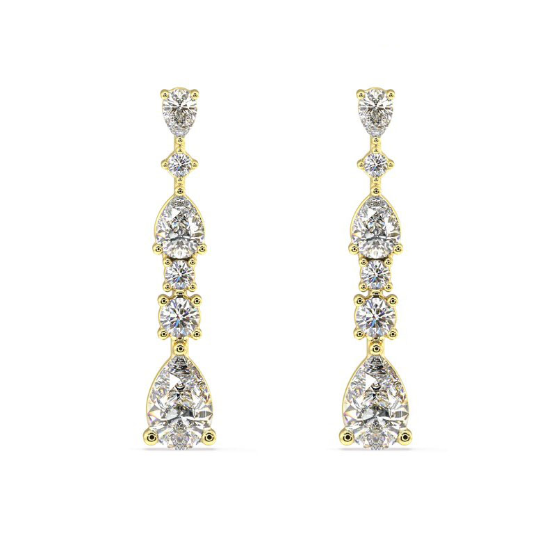 Pear and Round Eco Diamonds Drop Earrings