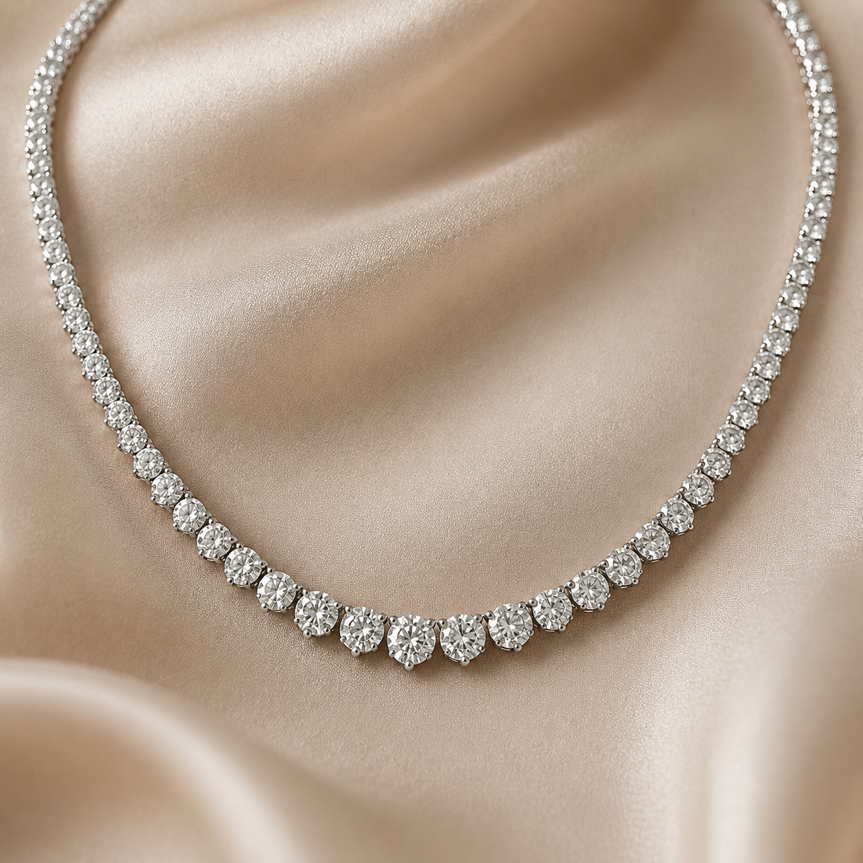 10 carats Signature Riviera Eco Diamonds Graduated Tennis Necklace