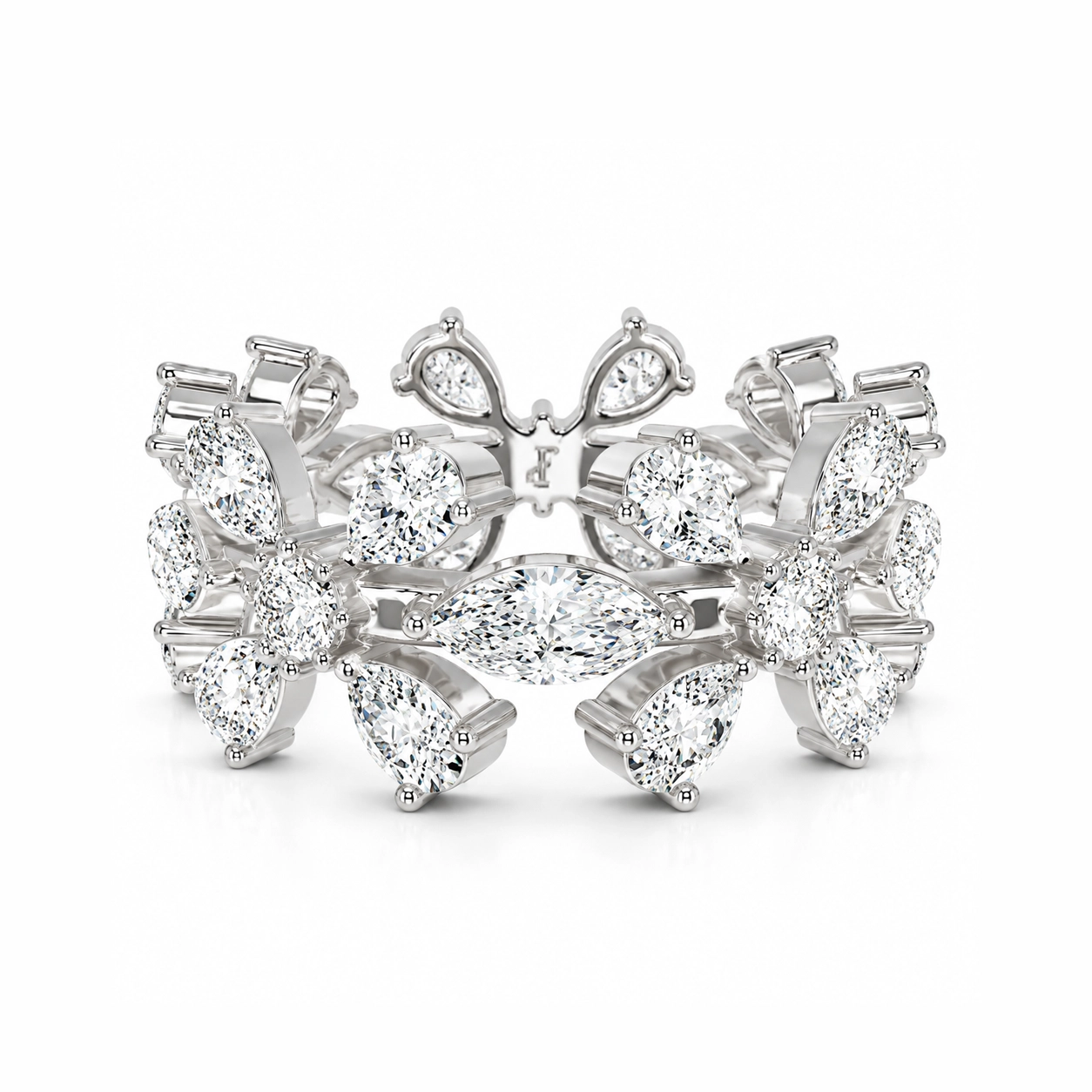 Marquise Diamond Floral Cluster Statement Ring