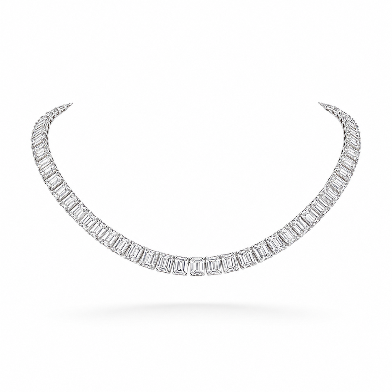 Emerald Cut Eco Diamonds Tennis Necklace