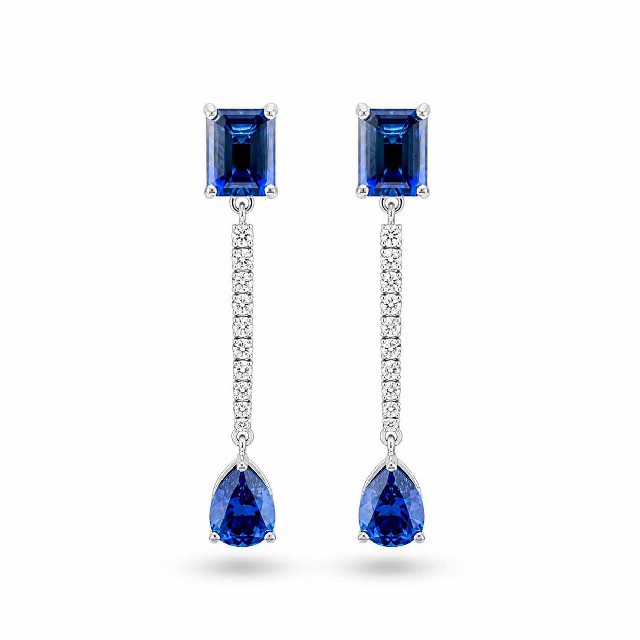 The Vanderbilt Blue Eco Sapphire and Eco Diamonds Drop Earrings