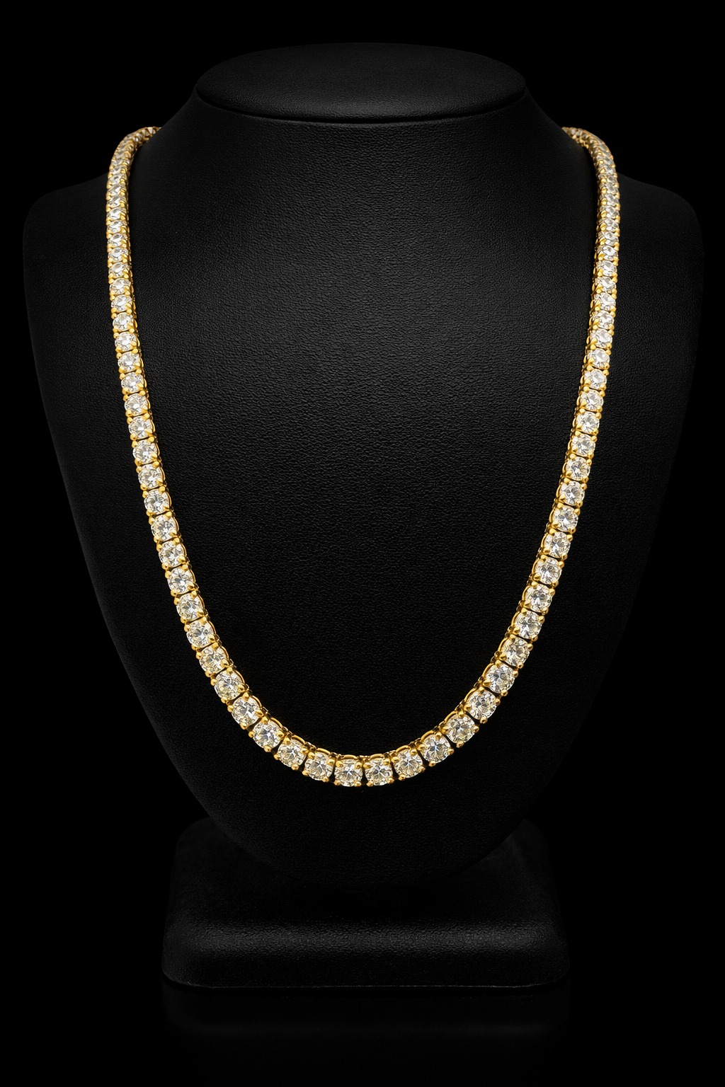 Straight Line YELLOW GOLD Eco Diamonds Tennis Necklace 15 carats